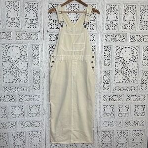 Asos Design Pale Yellow Denim Overall Midi Dress Sz Small